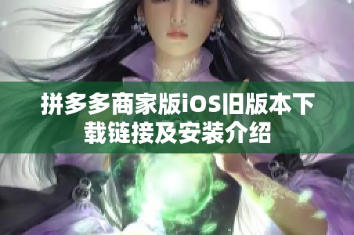 拼多多商家版iOS旧版本下载链接及安装介绍