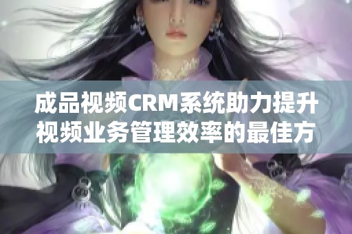 成品视频CRM系统助力提升视频业务管理效率的最佳方案