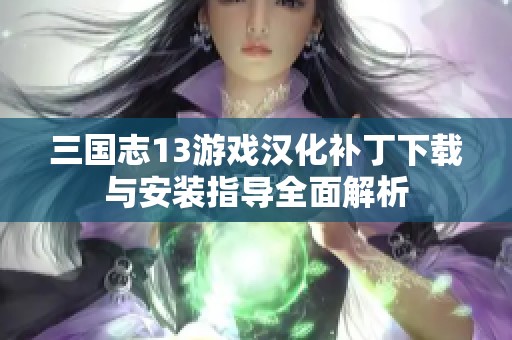 三国志13游戏汉化补丁下载与安装指导全面解析