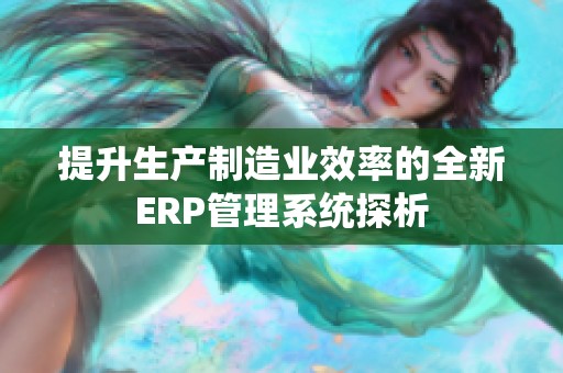 提升生产制造业效率的全新ERP管理系统探析