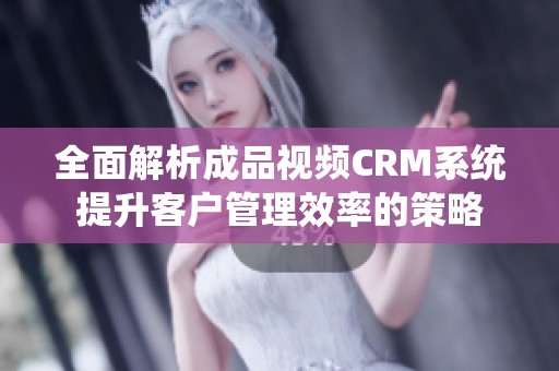 全面解析成品视频CRM系统提升客户管理效率的策略