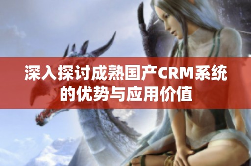 深入探讨成熟国产CRM系统的优势与应用价值