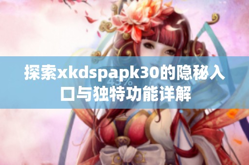 探索xkdspapk30的隐秘入口与独特功能详解