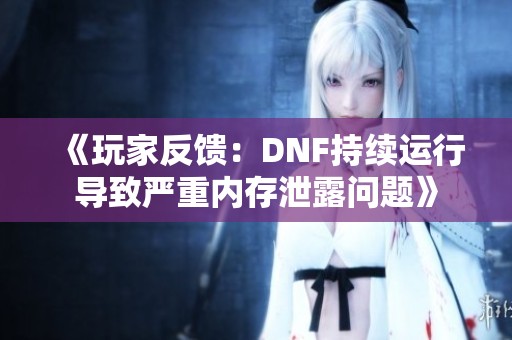 《玩家反馈：DNF持续运行导致严重内存泄露问题》